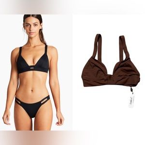 Vitamin A Neutra Bikini Top Chocolate size 4/XS & 6/S NWT